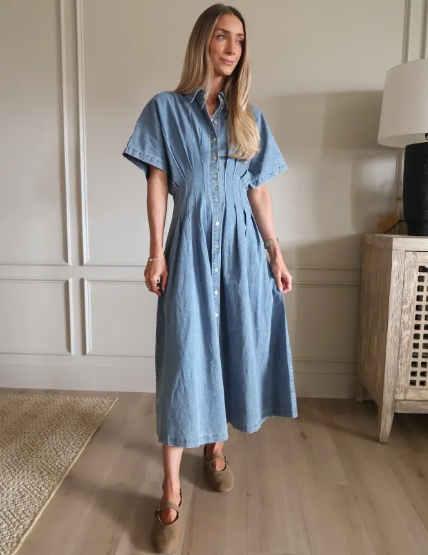Everly Denim Midi Dress sold by Shop Stevie