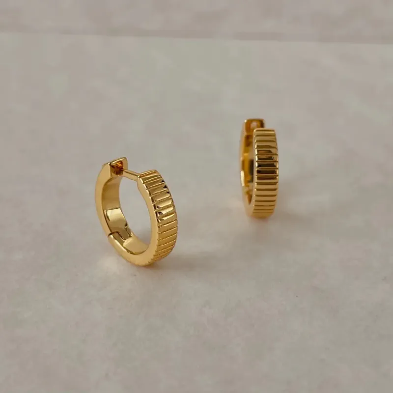Ribbed Honey Huggie Hoops sold by Shop Stevie