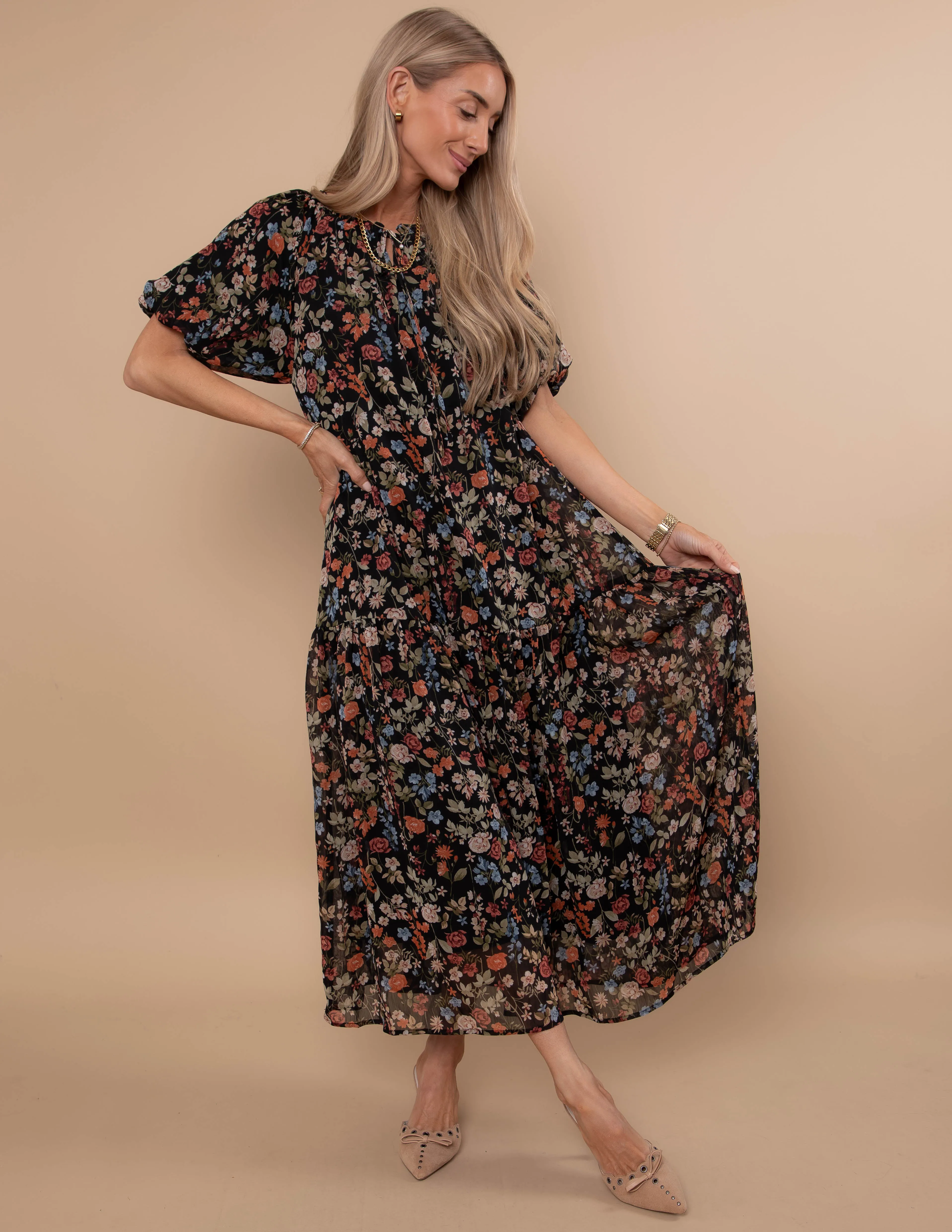 Charmed Floral Midi Dress sold by Shop Stevie