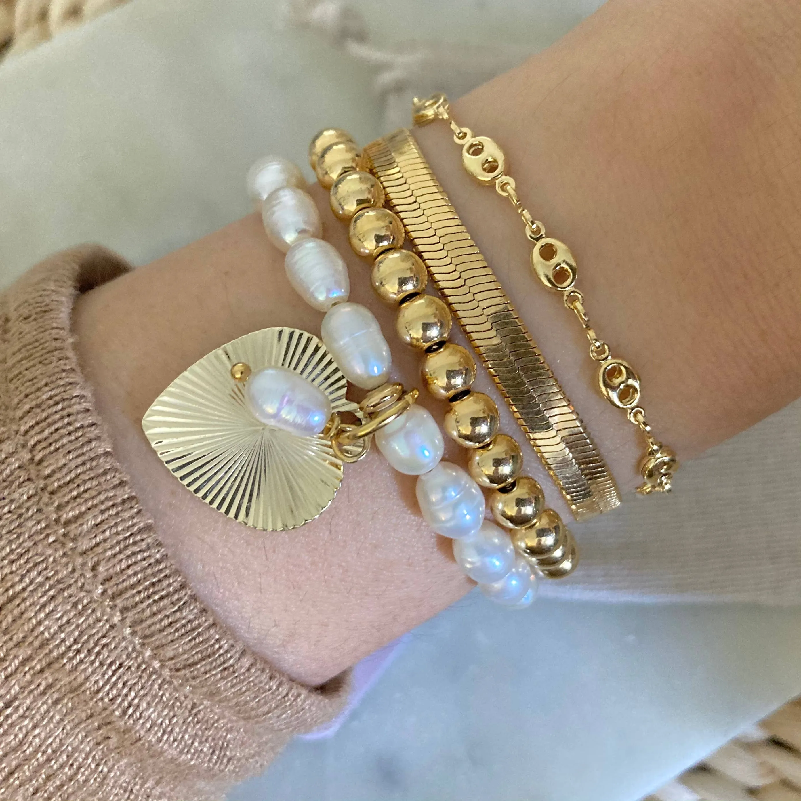 Cherish Beaded Gold Bracelet sold by Shop Stevie product image thumbnail 4