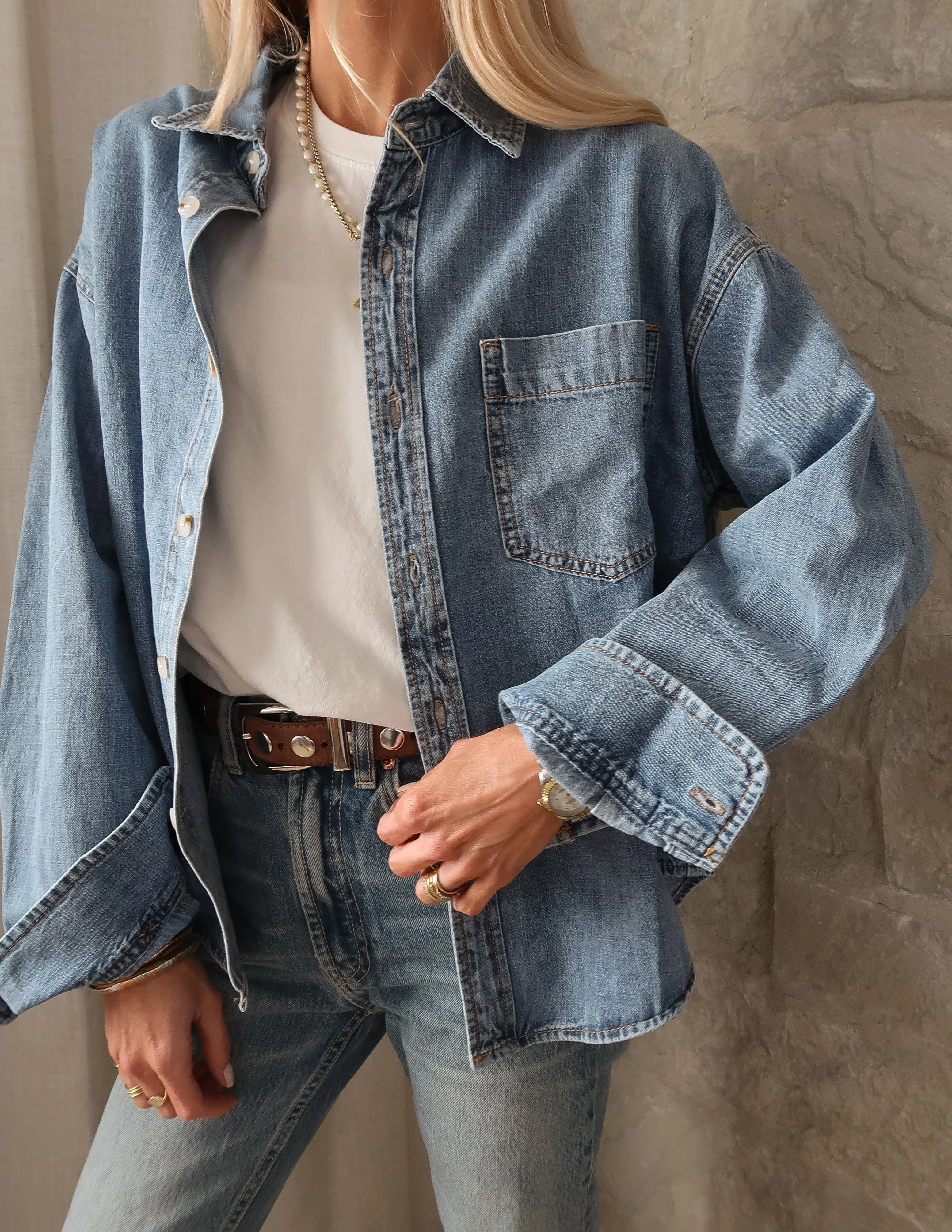 Off-Duty Denim Top sold by Shop Stevie product image thumbnail 4