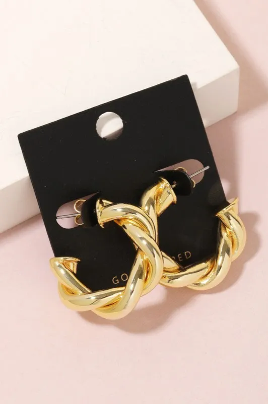 Gold Dipped Twisted Metallic Hoop Earrings sold by Shop Stevie