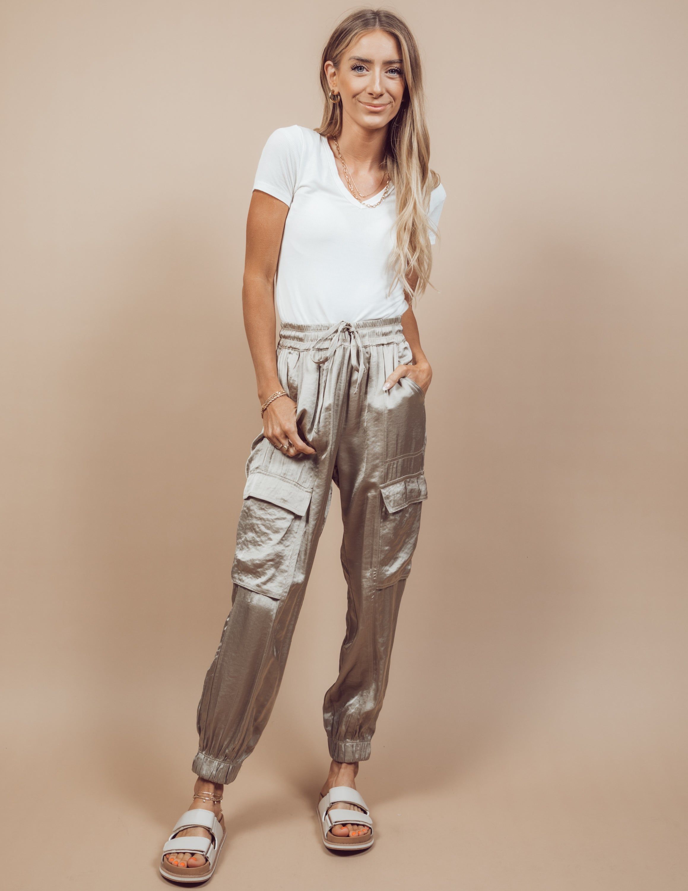 Katherine Satin Cargo Pants sold by Shop Stevie