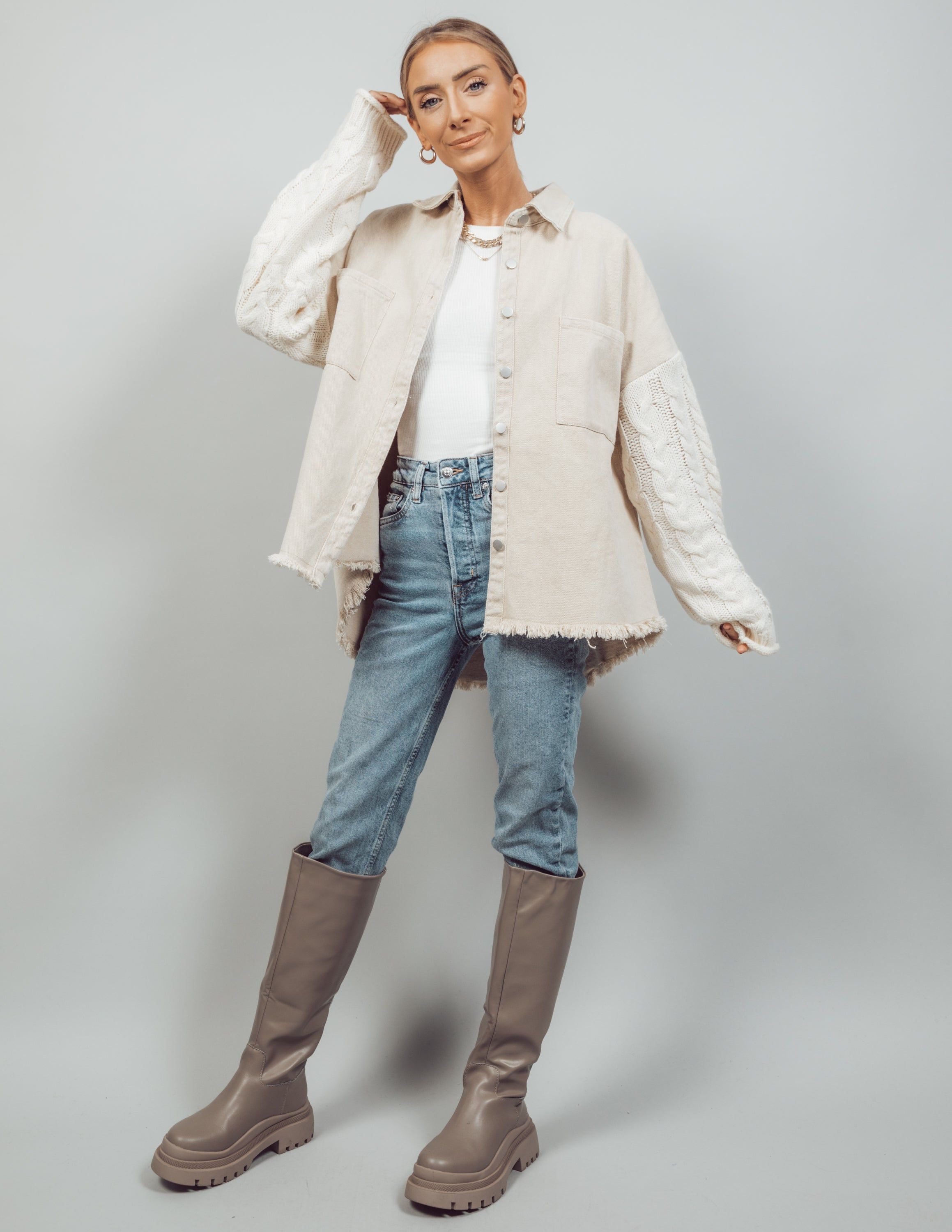 Tyler Overshirt in Beige sold by Shop Stevie