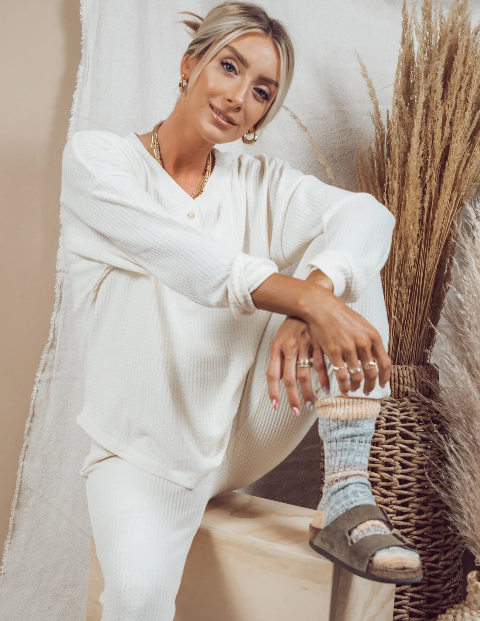 Francesca Two Piece Waffle Knit Set sold by Shop Stevie product image thumbnail 3