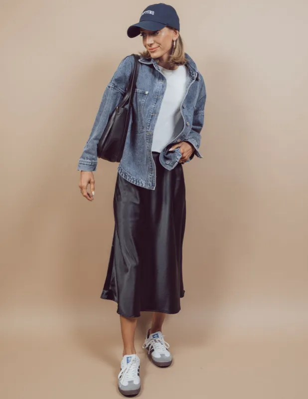 Adena Satin Midi Skirt sold by Shop Stevie