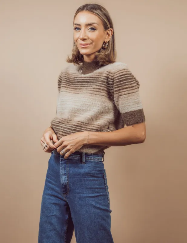 Aviva Striped Short Sleeve Sweater *RESTOCKING SOON* sold by Shop Stevie