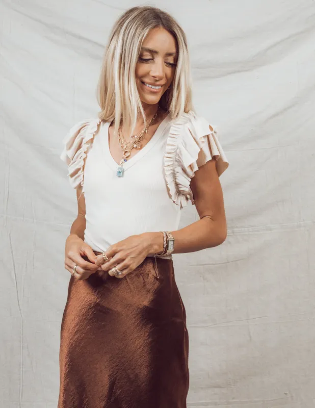 Talia Ruffle Bodysuit sold by Shop Stevie