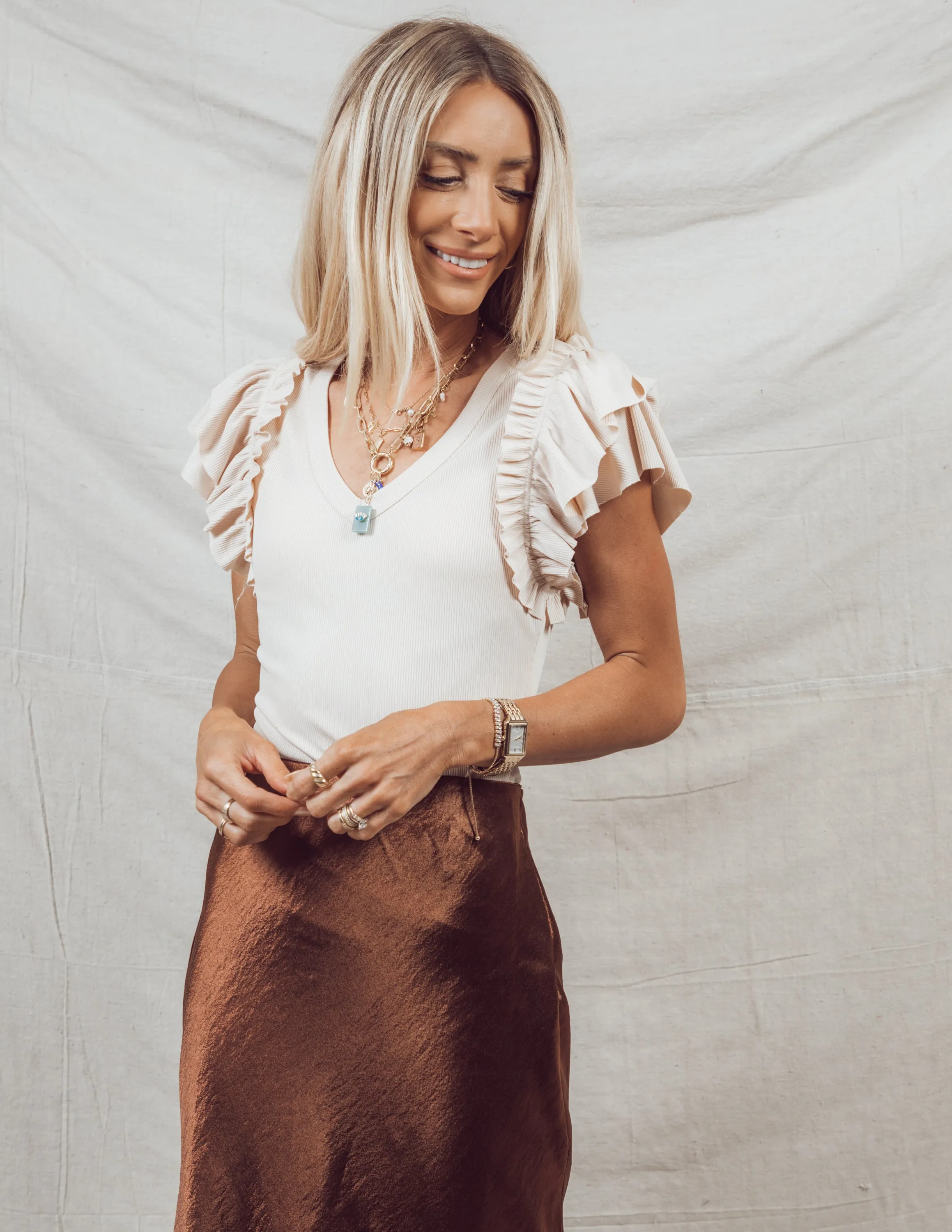 Talia Ruffle Bodysuit sold by Shop Stevie