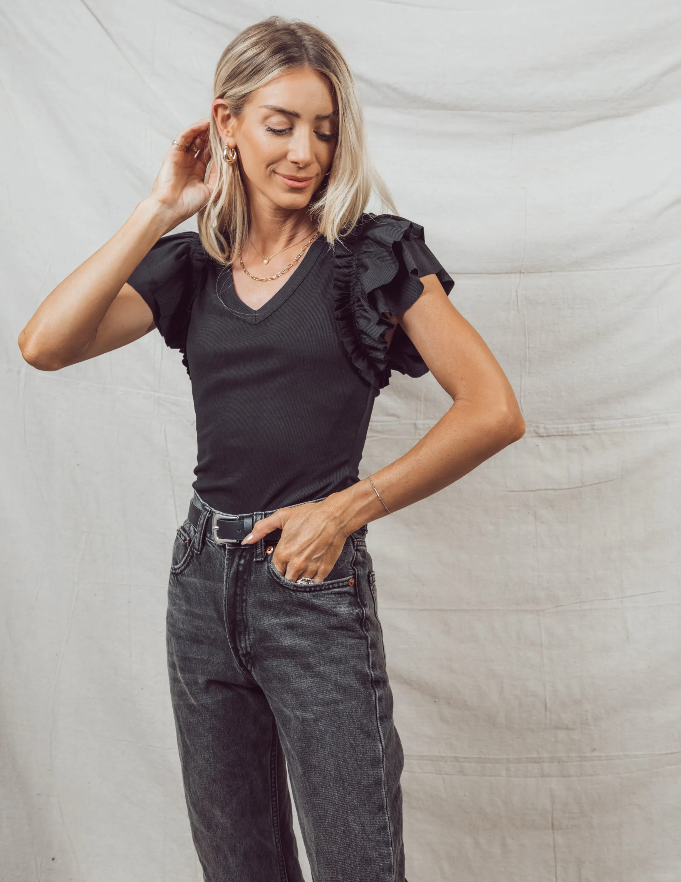 Talia Ruffle Bodysuit sold by Shop Stevie product image thumbnail 5