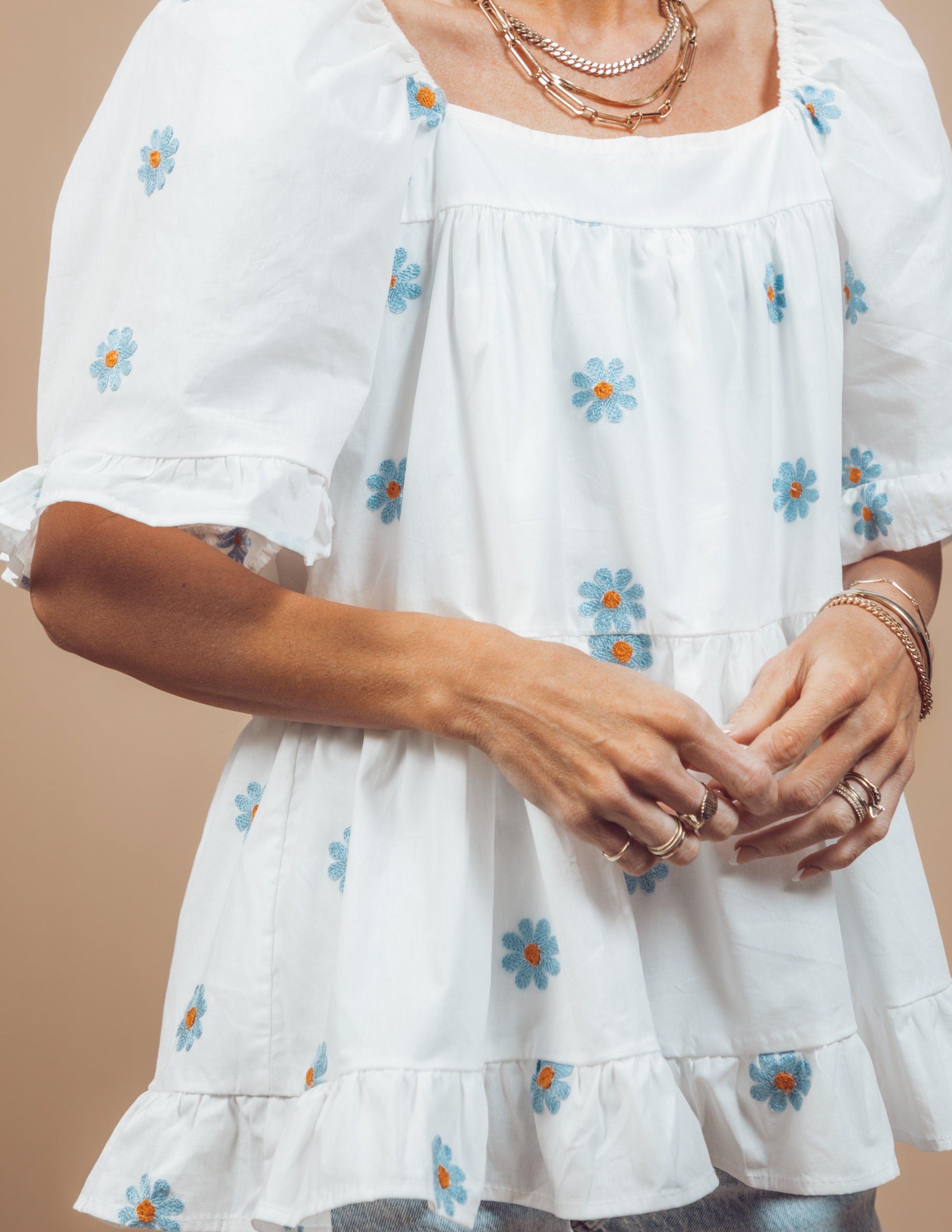 Daisy Embroidered Square Neck Top sold by Shop Stevie product image thumbnail 4