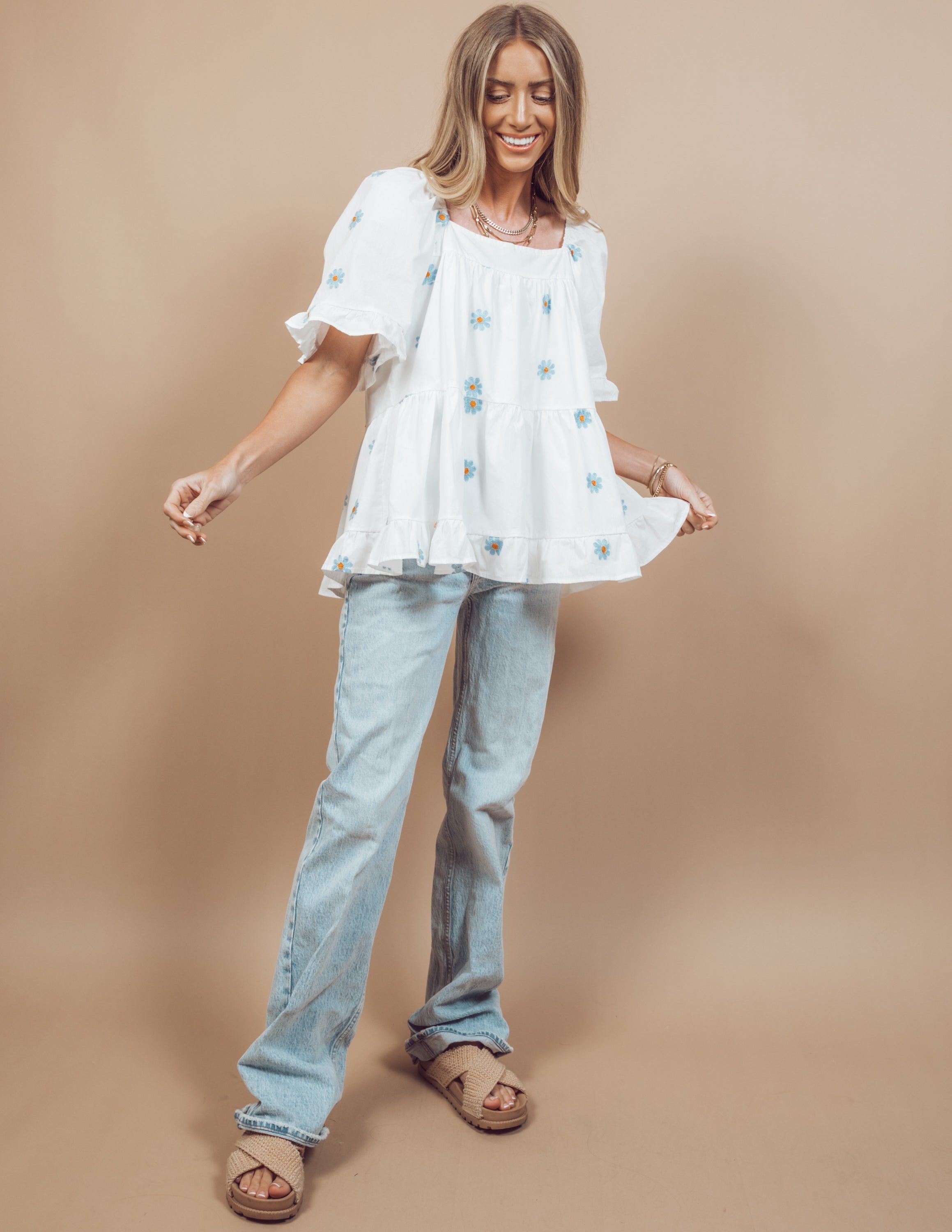 Daisy Embroidered Square Neck Top sold by Shop Stevie product image thumbnail 5