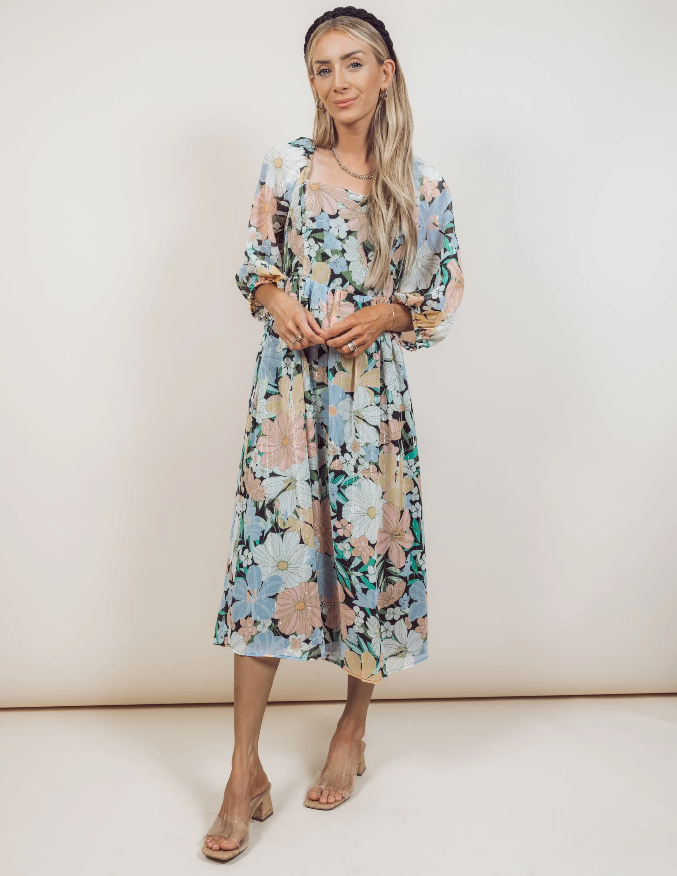 Sylvie Floral Midi Dress sold by Shop Stevie