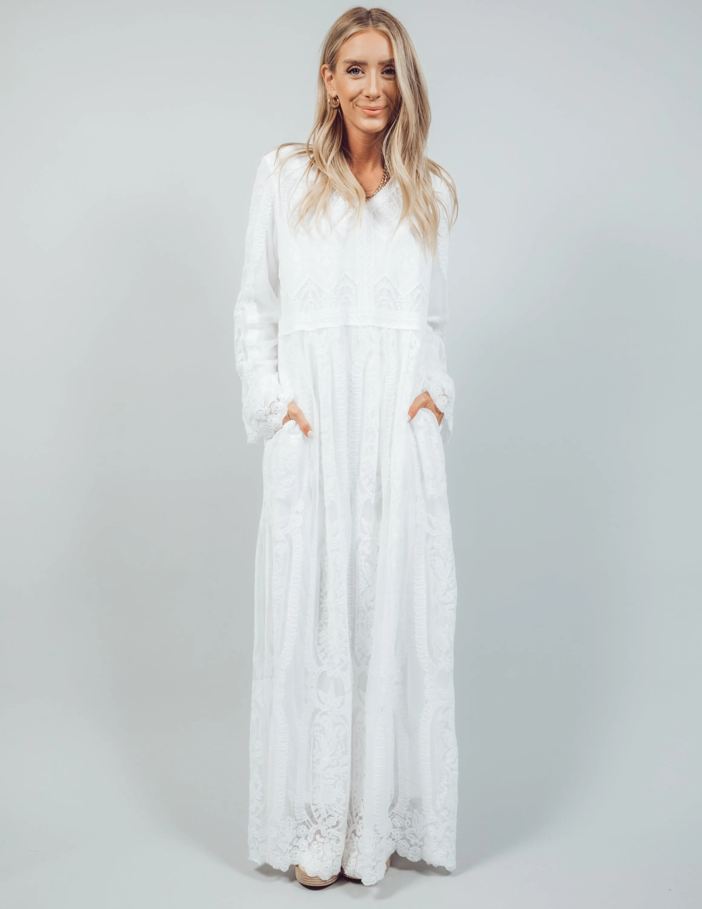 Dress in White Embroidered Lace Dress *RESTOCKING SOON* sold by Shop Stevie