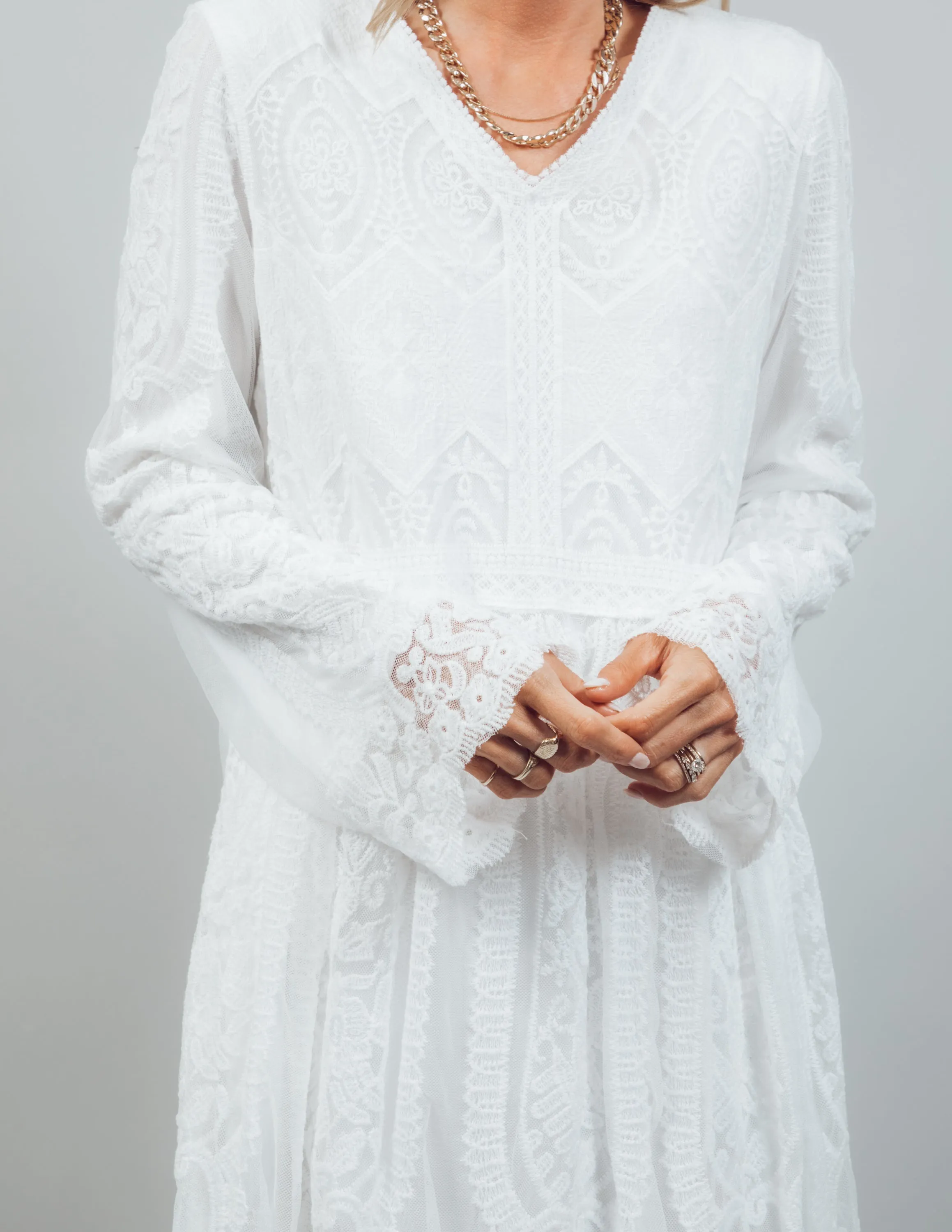 Dress in White Embroidered Lace Dress *RESTOCKING SOON* sold by Shop Stevie product image thumbnail 4