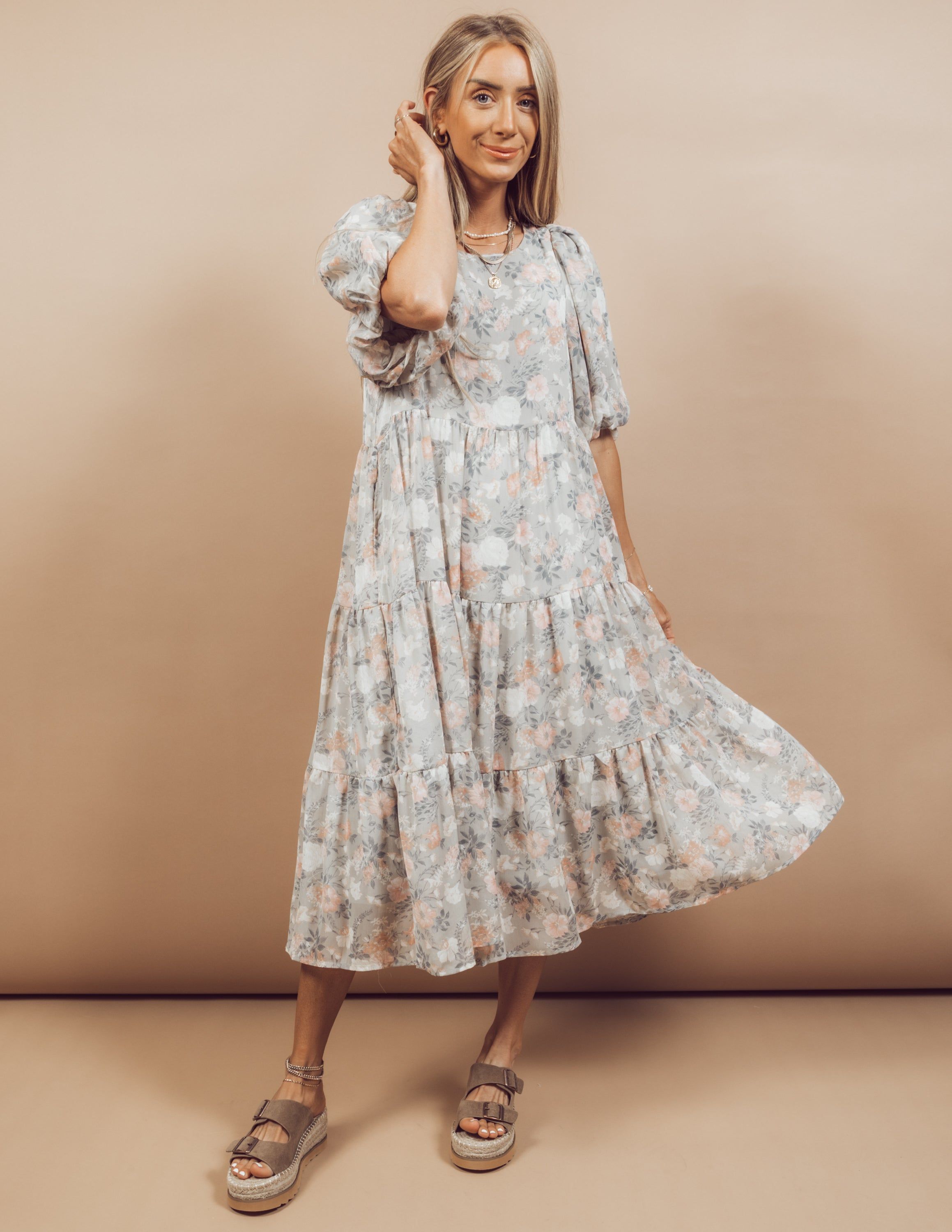 Milani Floral Chiffon Dress sold by Shop Stevie