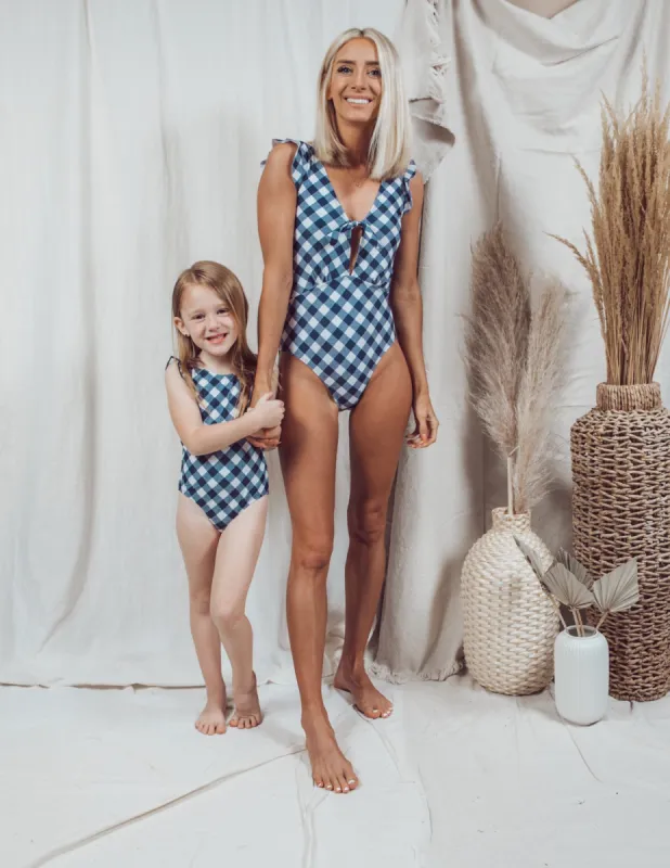 Boardwalk Gingham One Piece in Navy sold by Shop Stevie