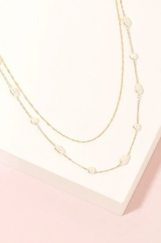 Pearly Beads Dainty Chain Necklace sold by Shop Stevie