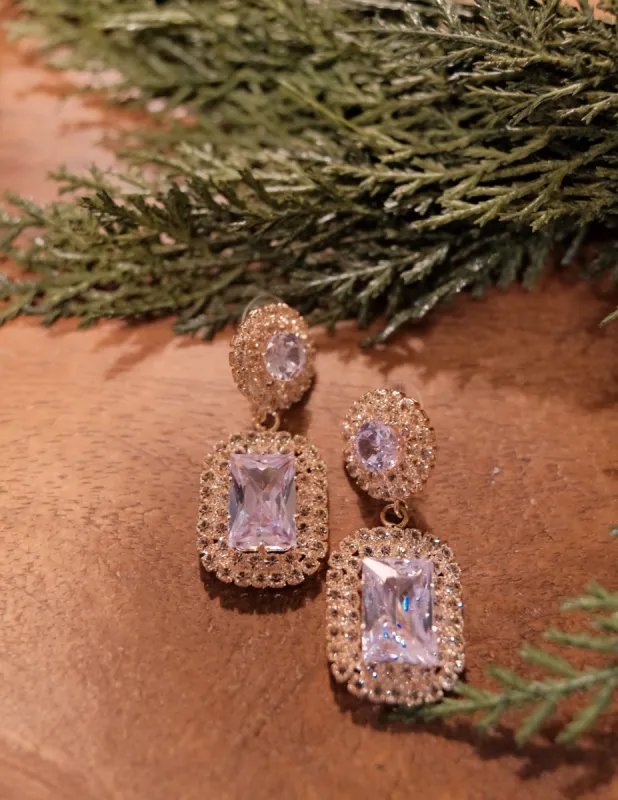 Square Rhinestone Drop Earrings sold by Shop Stevie