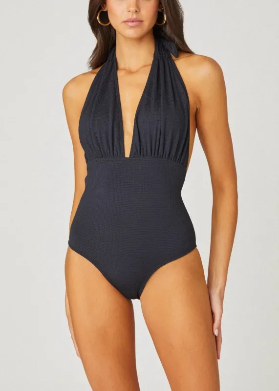 Jet Halter One Piece Swimsuit sold by Shoshanna