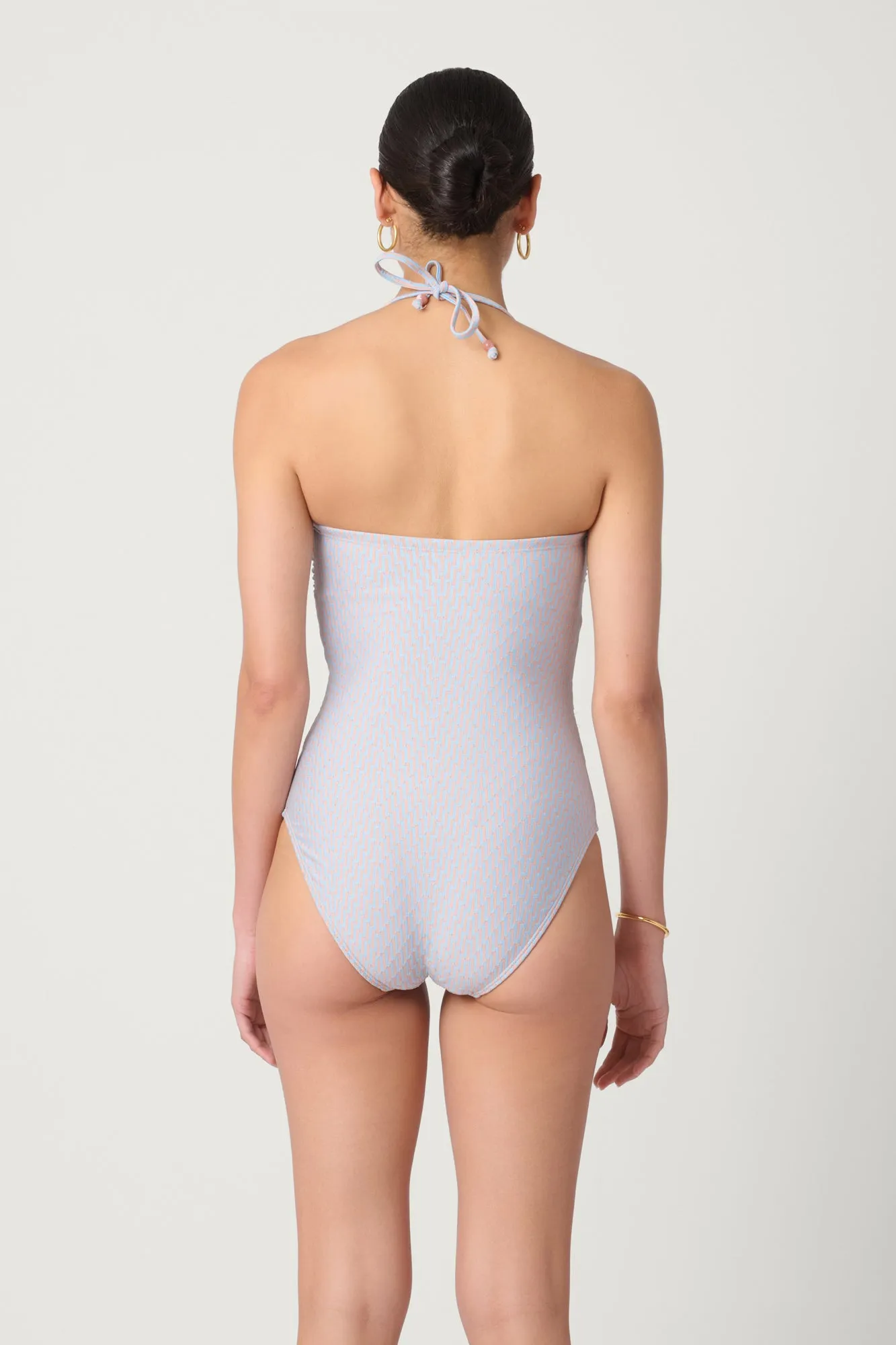 Sky and Peach Tie Waist One Piece sold by Shoshanna product image thumbnail 3
