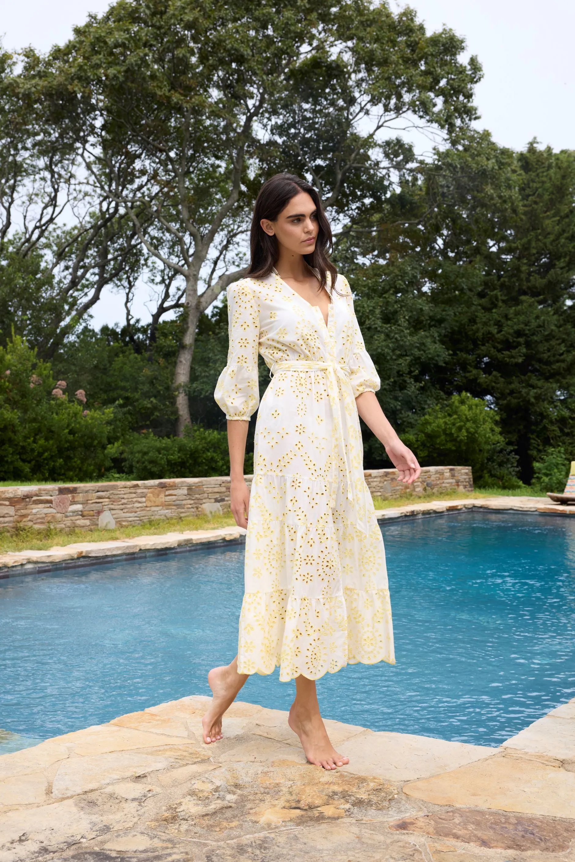 Lemon and White Santorini Dress sold by Shoshanna product image thumbnail 4