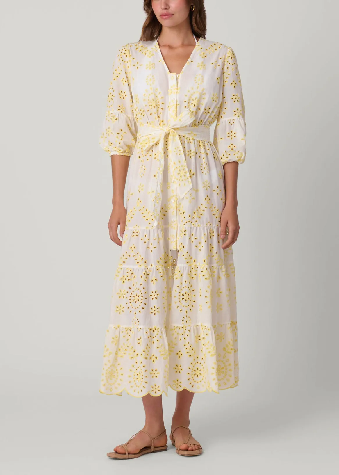 Lemon and White Santorini Dress sold by Shoshanna
