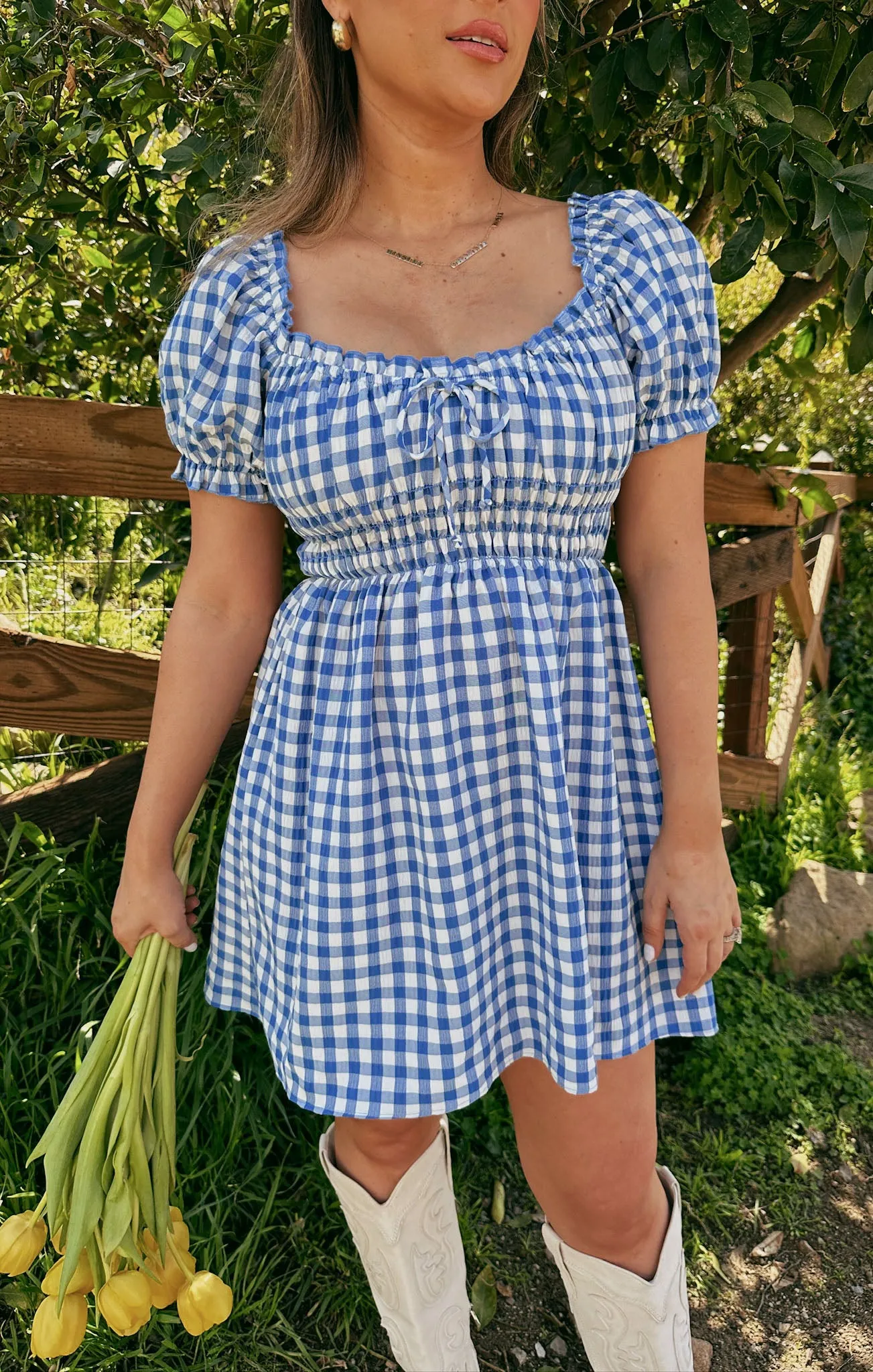 Esme Mini Dress ~ Blue Bounty Gingham sold by Show Me Your MuMu product image thumbnail 3
