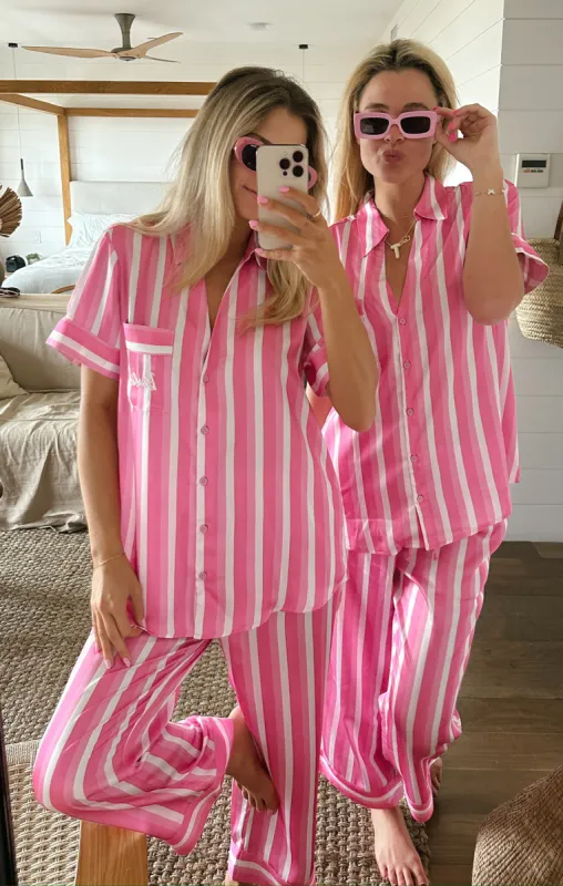 Girls Night PJ Set ~ DreamHouseâ„¢ Stripe Satin sold by Show Me Your MuMu