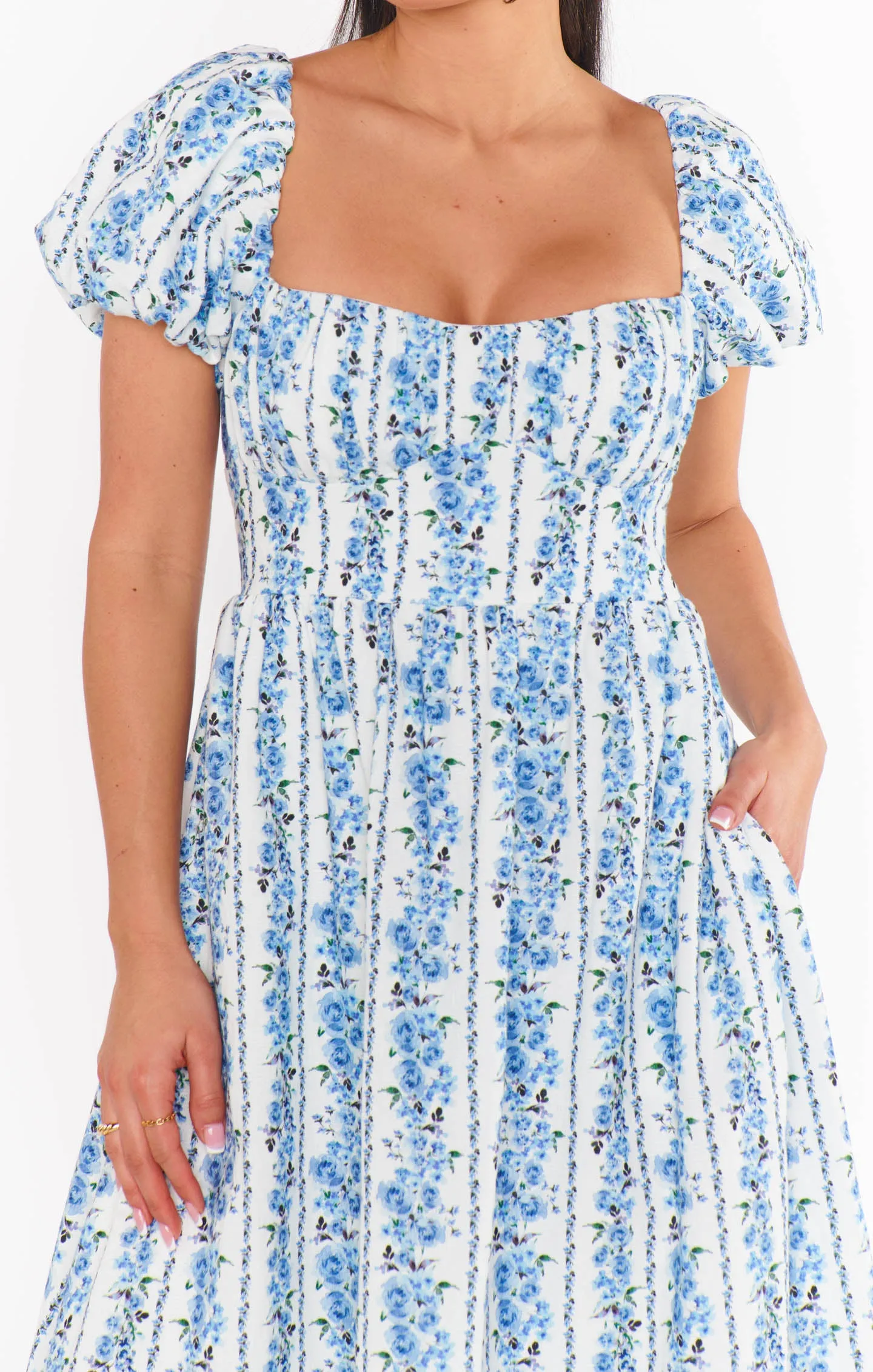 Belle Midi Dress ~ Blue Bliss Stripe sold by Show Me Your MuMu product image thumbnail 2