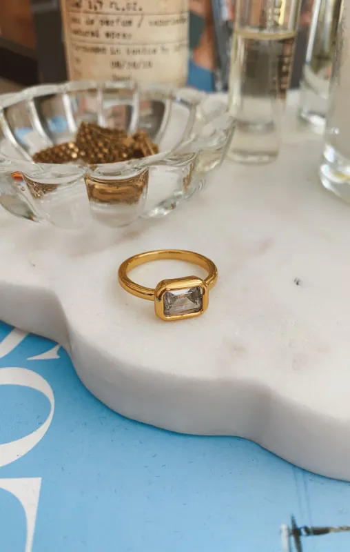 LUV AJ Brigitte Bezel Ring ~ Gold sold by Show Me Your MuMu