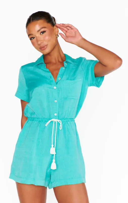 Daylight Romper ~ Teal Linen sold by Show Me Your MuMu