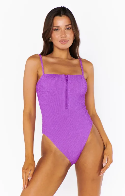Boca Zip One Piece ~ Ultra Violet Scrunch sold by Show Me Your MuMu