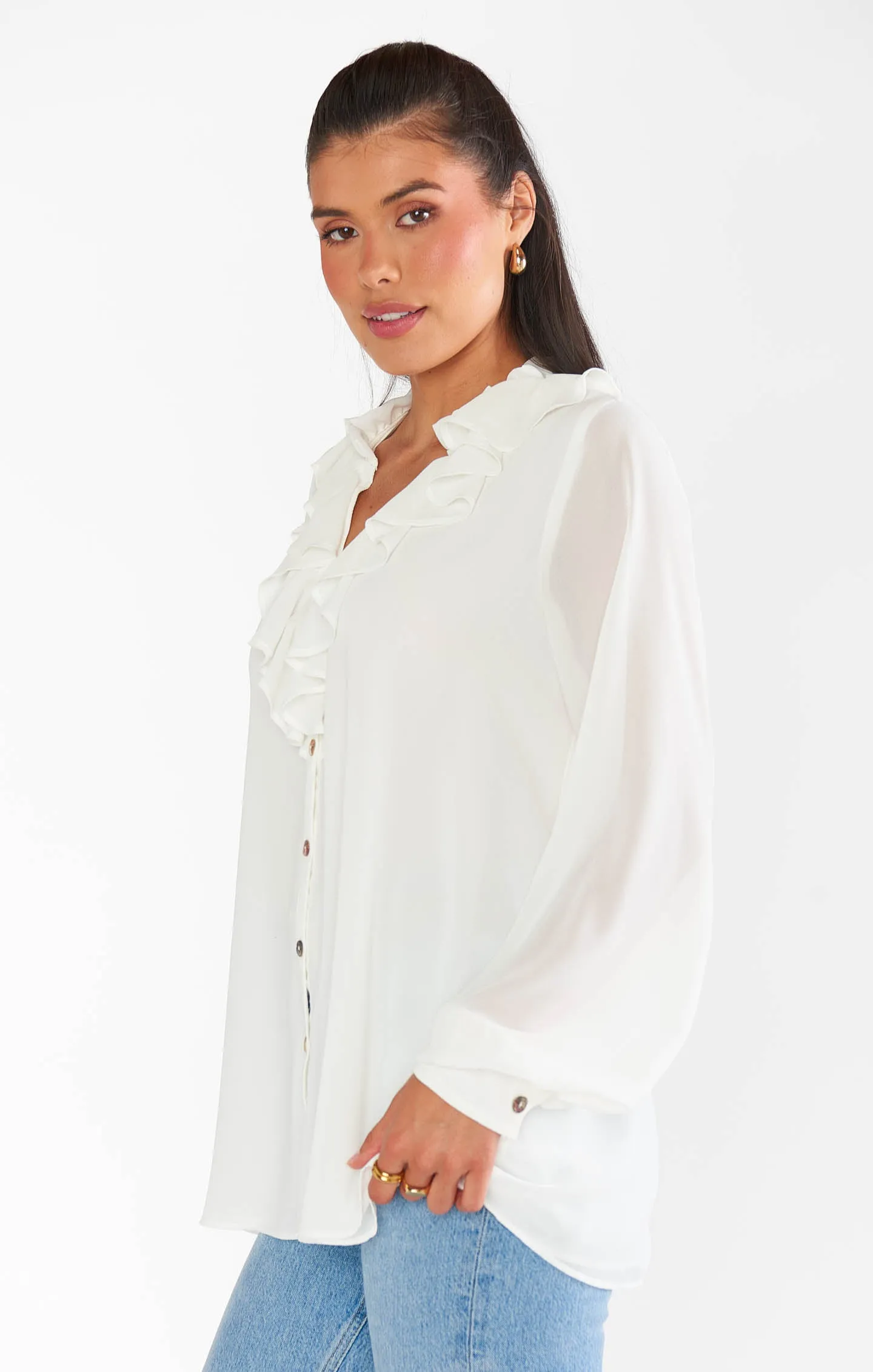 Suki Ruffle Top ~ Wedding Cake Chiffon sold by Show Me Your MuMu product image thumbnail 4