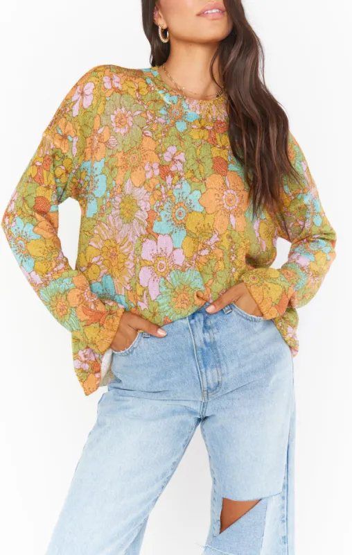 Sue Pocket Sweater ~ Groovy Blooms Knit sold by Show Me Your MuMu
