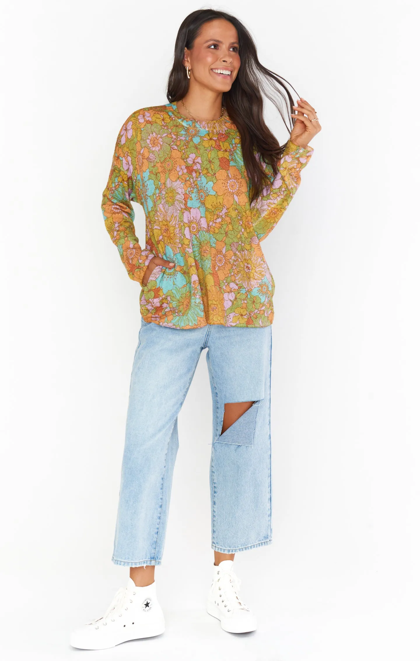 Sue Pocket Sweater ~ Groovy Blooms Knit sold by Show Me Your MuMu product image thumbnail 4