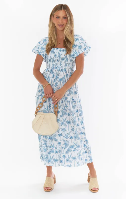 Norma Midi Dress ~ Blue Lagoon Palm made by Show Me Your MuMu