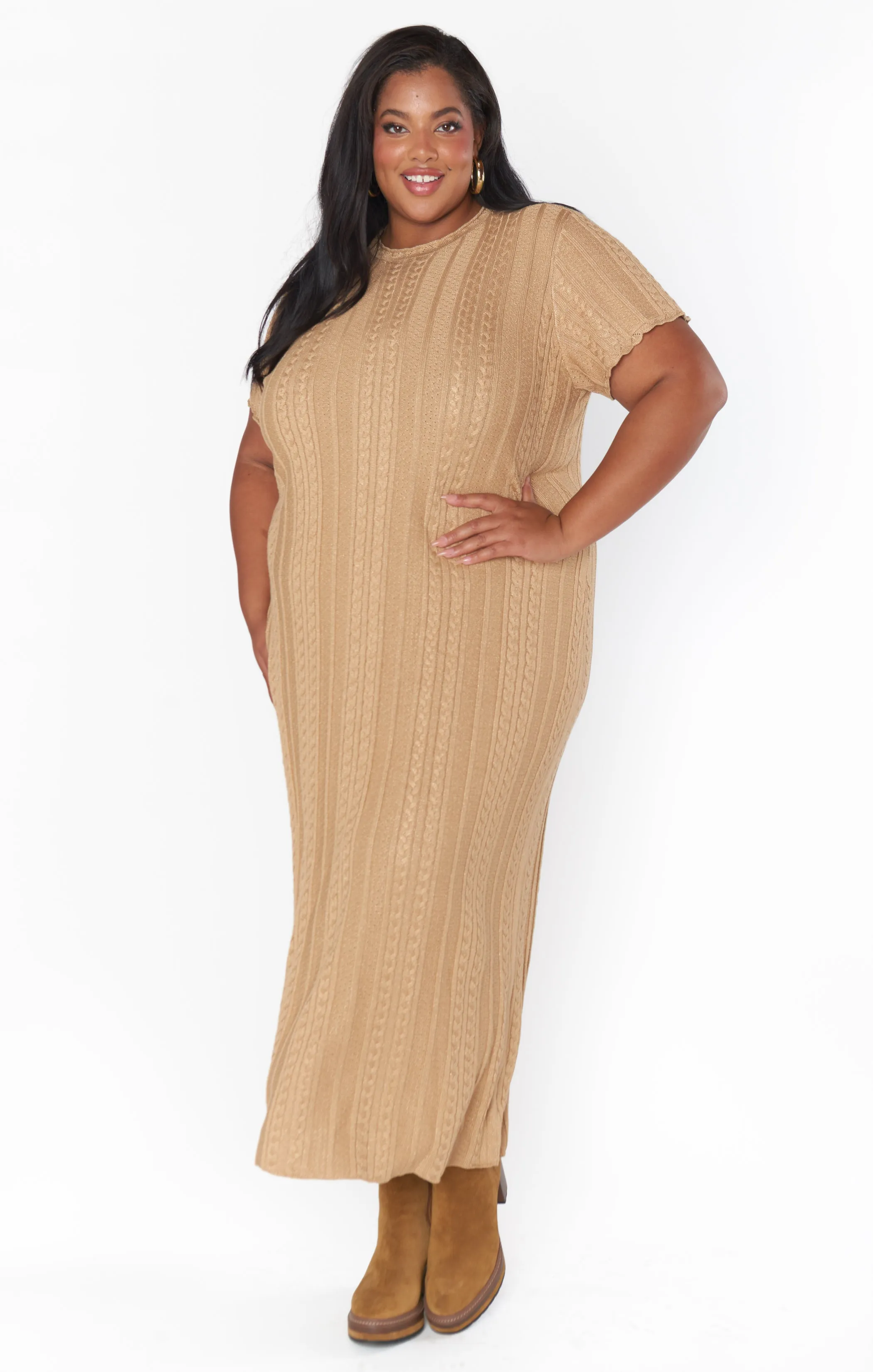 Valleta Midi Dress ~ Gold Shimmer Knit sold by Show Me Your MuMu product image thumbnail 5