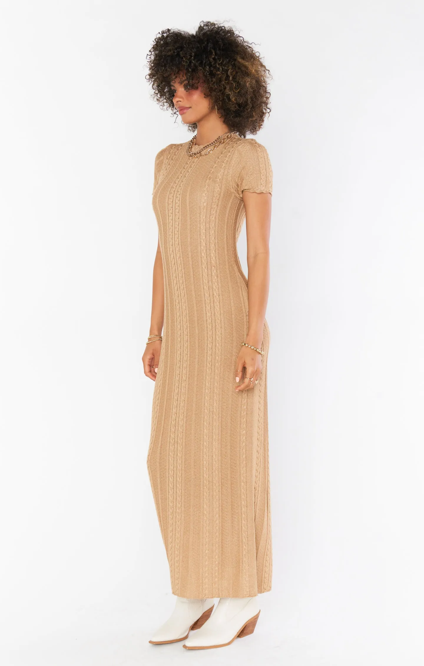 Valleta Midi Dress ~ Gold Shimmer Knit sold by Show Me Your MuMu product image thumbnail 3
