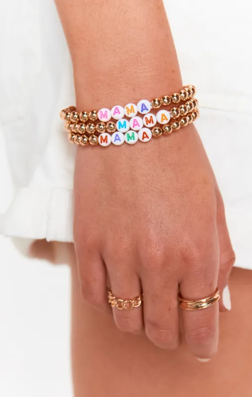 Mama Bracelet ~ Gold Beaded sold by Show Me Your MuMu