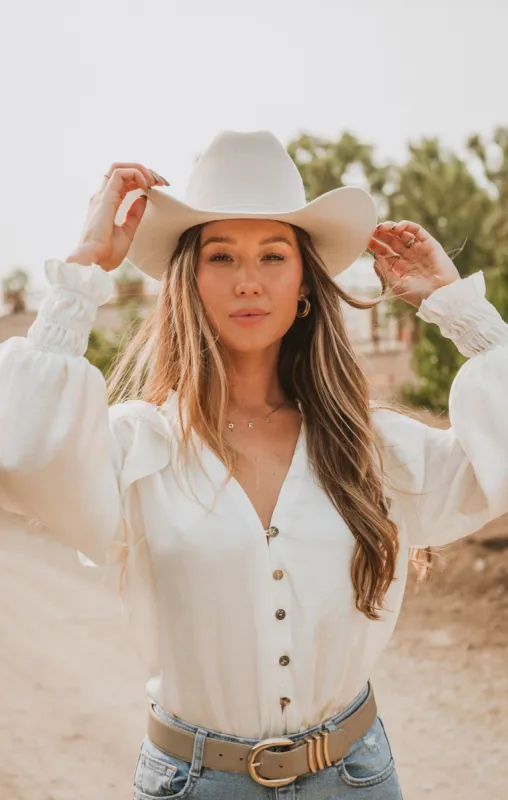 Romance Blouse ~ Ivory Silky Satin sold by Show Me Your MuMu