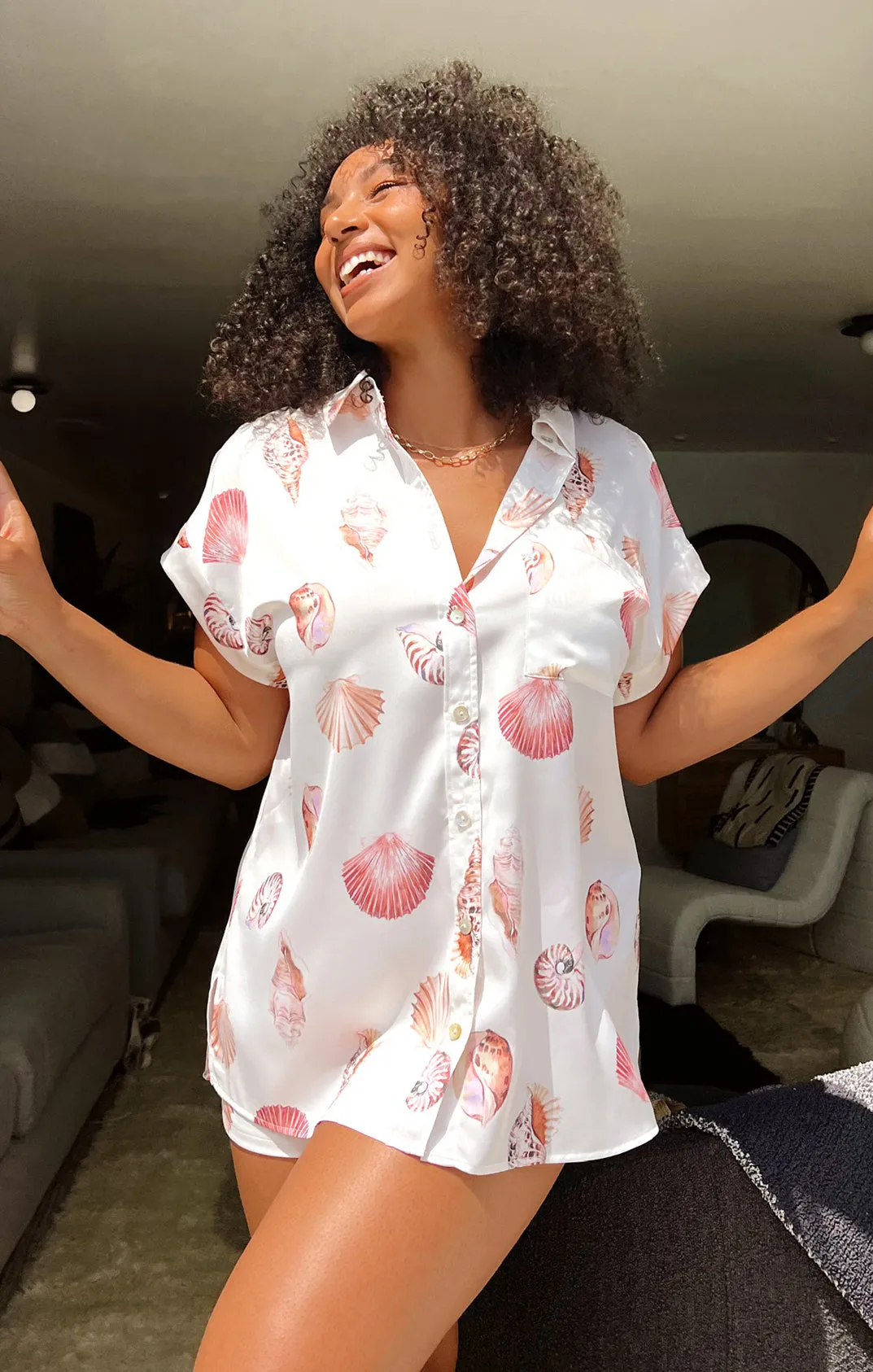 Day Dream PJ Set ~ White Shell Luxe Satin sold by Show Me Your MuMu