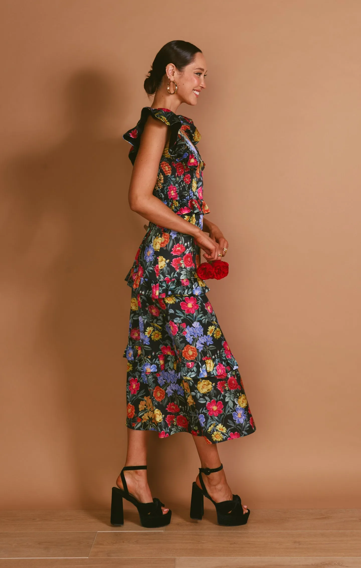 Lindsay Midi Dress ~ Charm Peony Black Luxe Satin sold by Show Me Your MuMu product image thumbnail 5