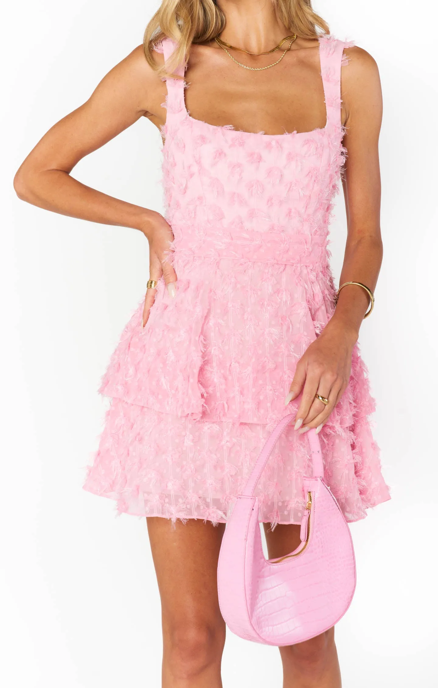 Meg Mini Dress ~ Pink Eyelash sold by Show Me Your MuMu product image thumbnail 3