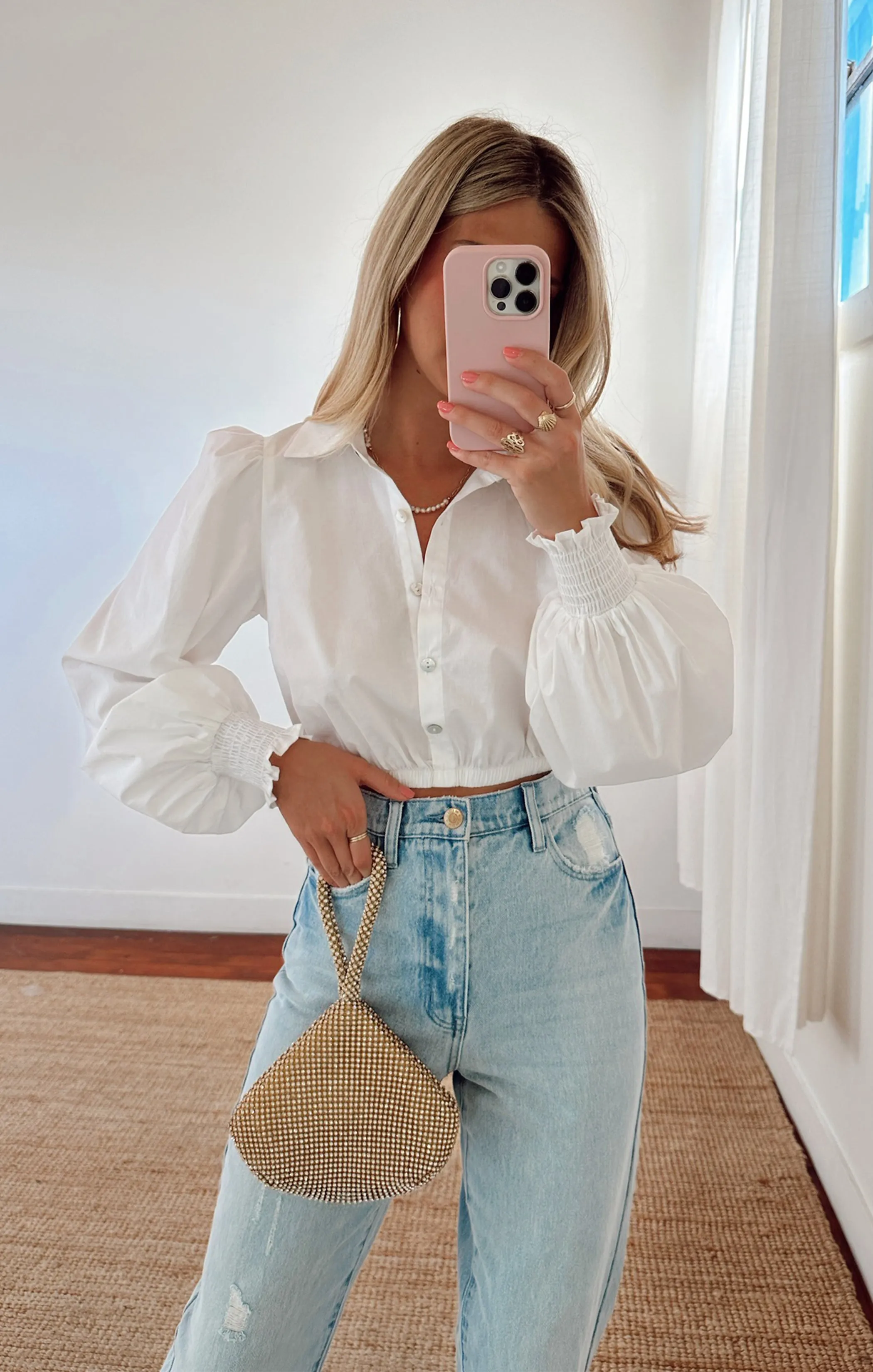 Count On Me Collared Top ~ White Poplin sold by Show Me Your MuMu