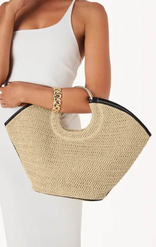 Billini Dawn Tote Bag ~ Natural Raffia/Black sold by Show Me Your MuMu