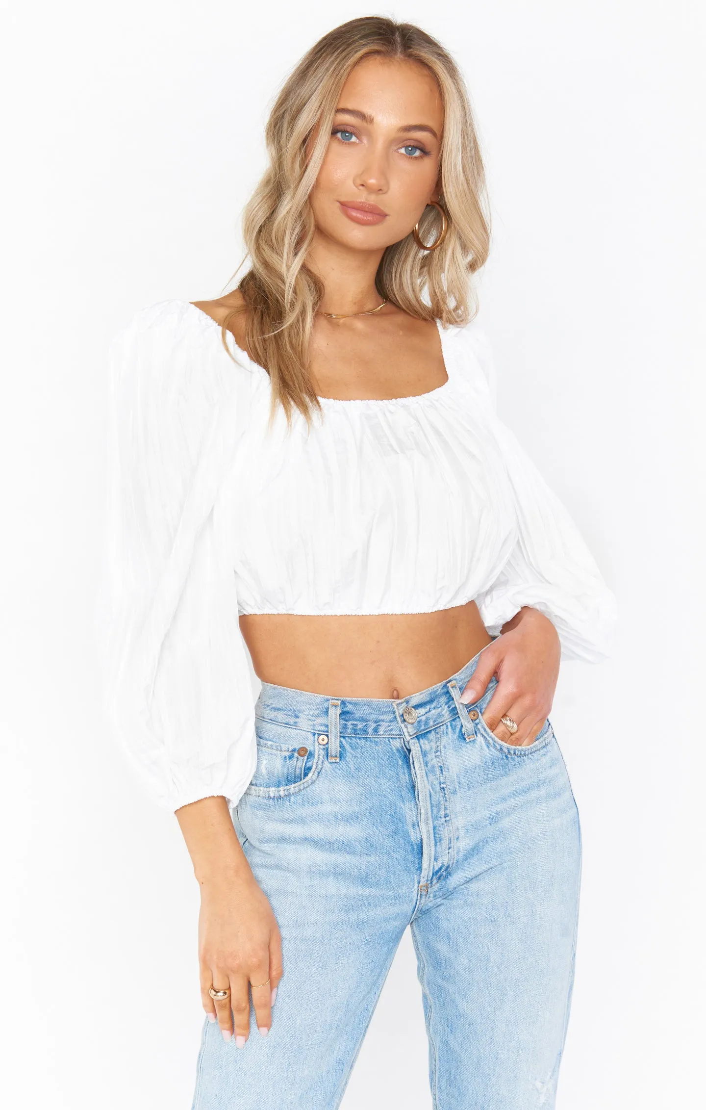 Keepsake Crop Top ~ White Crinkle sold by Show Me Your MuMu product image thumbnail 5