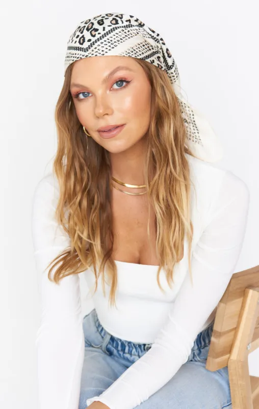 Sylvie Silky Head Scarf ~ Beige Leopard sold by Show Me Your MuMu