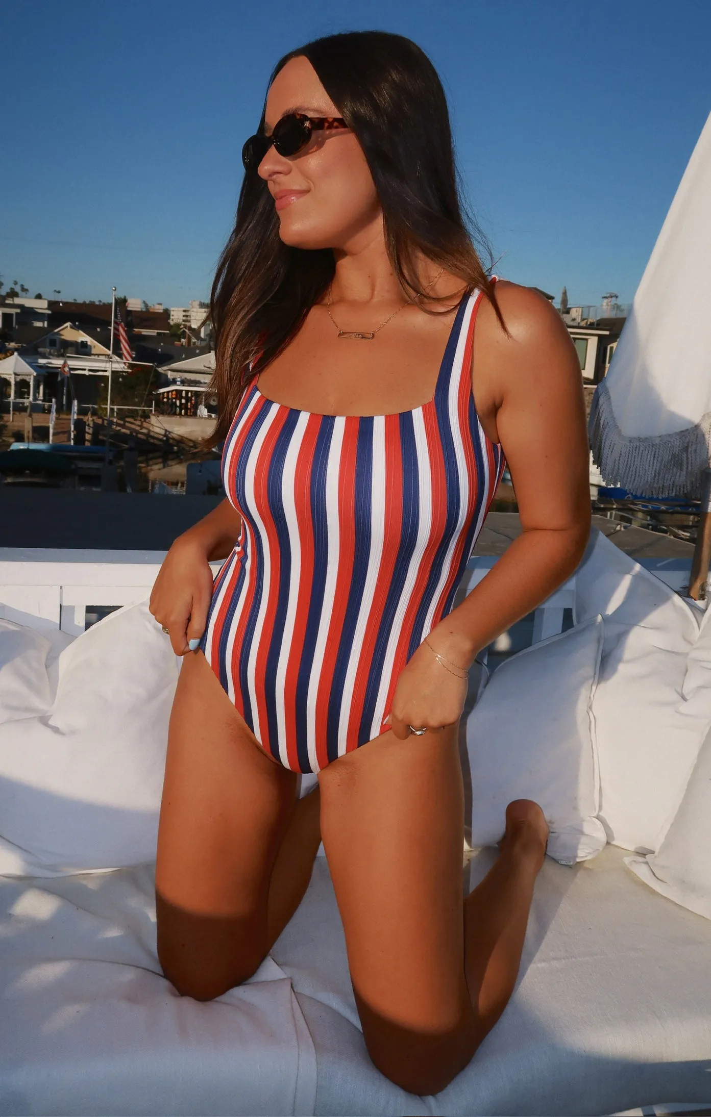 The Ribbed One Piece ~ Americana Stripe Micro Rib sold by Show Me Your MuMu