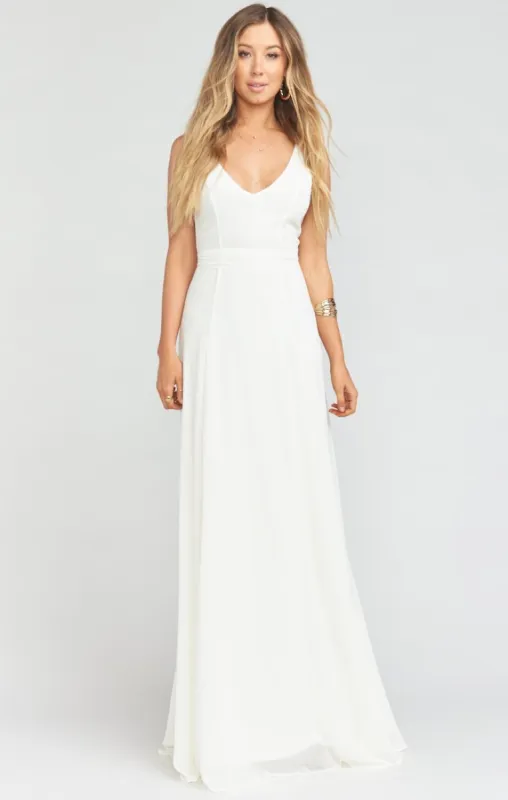 Jenn Maxi Dress ~ Wedding Cake Chiffon sold by Show Me Your MuMu